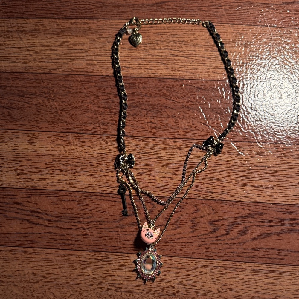 Betsey Johnson Black and Gold Layered Necklace